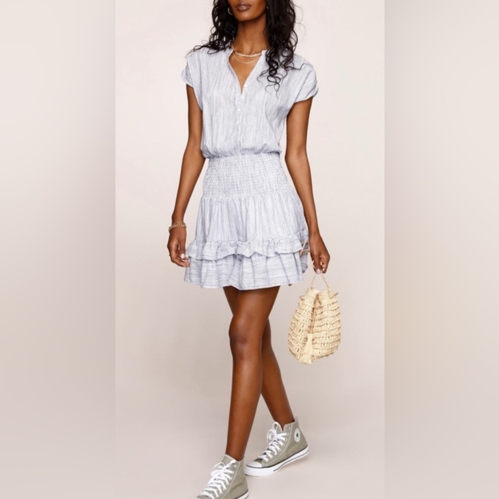 Heartloom Blue and White Striped Smocked Waist dress